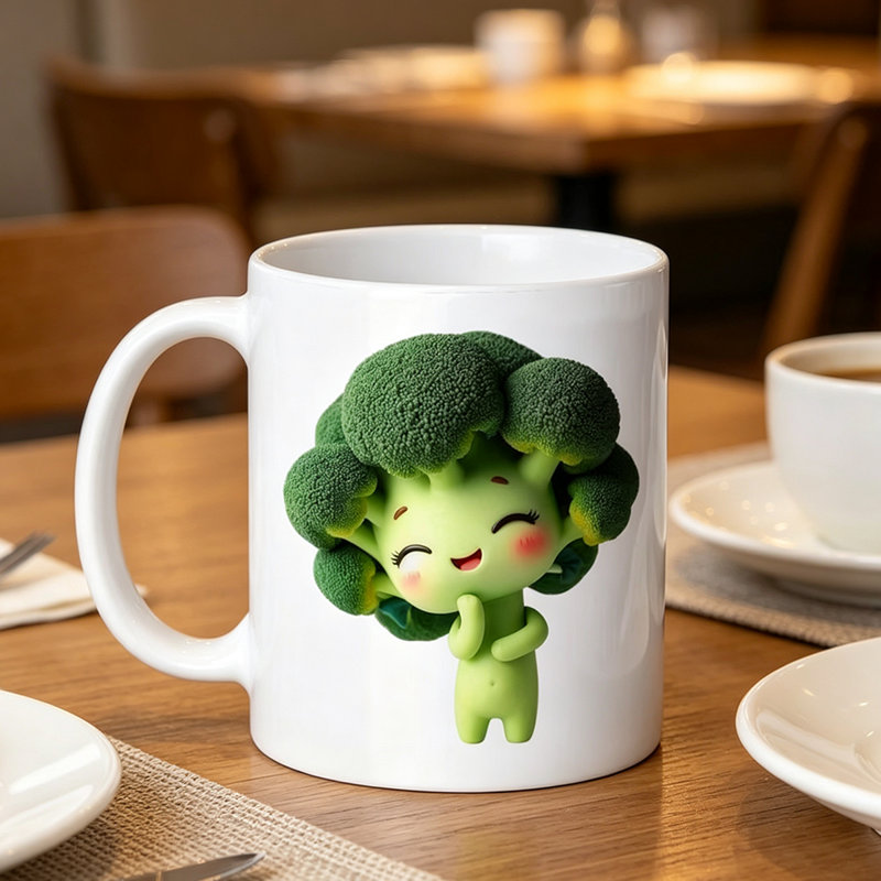 1pc Novelty Broccoli Design Mug Coffee Cup Juice Cup Fun Gift.