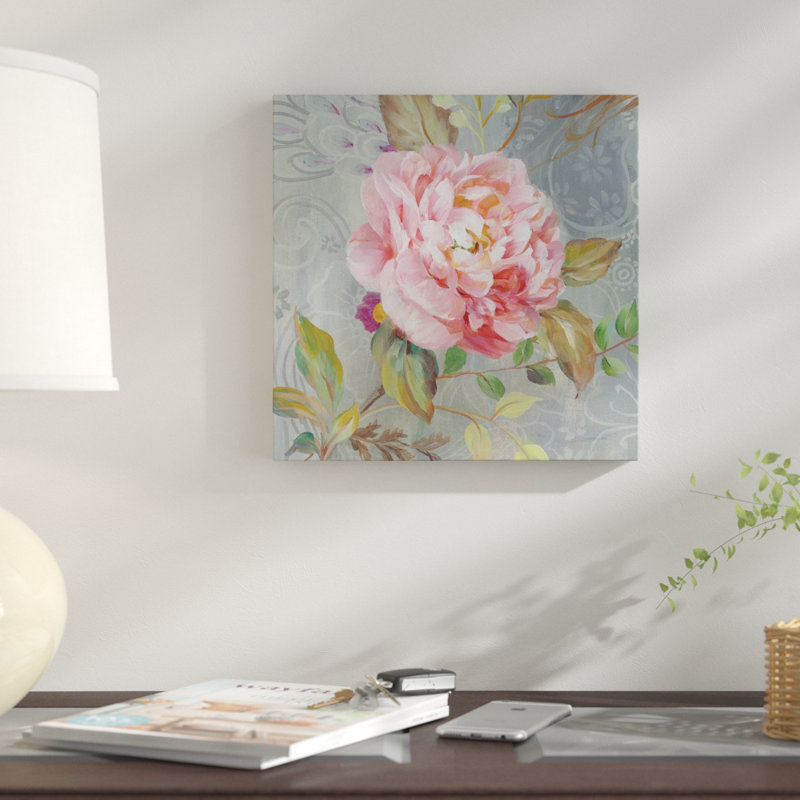 «Peony And Paisley II», reproduction d'impression sur toile tendue, H 48 po x l 48 po x P 1,5 po, Toile tendue, Pas de tapis