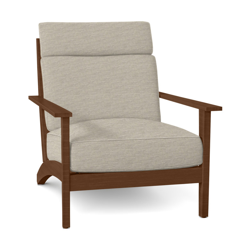 Kennebunkport Patio Chair with Cushions, Oak, Dove Sunbrella® Linen, Welt + Standard fill