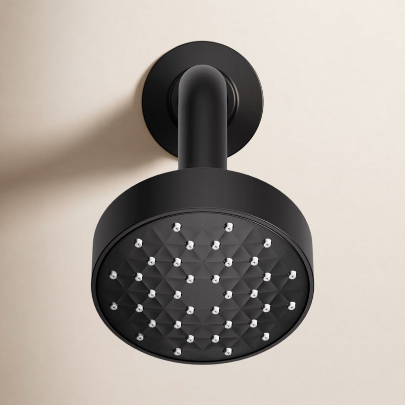 Awaken G90 Single-Function Full/Standard Fixed Shower Head, Matte Black,  1.75 GPM