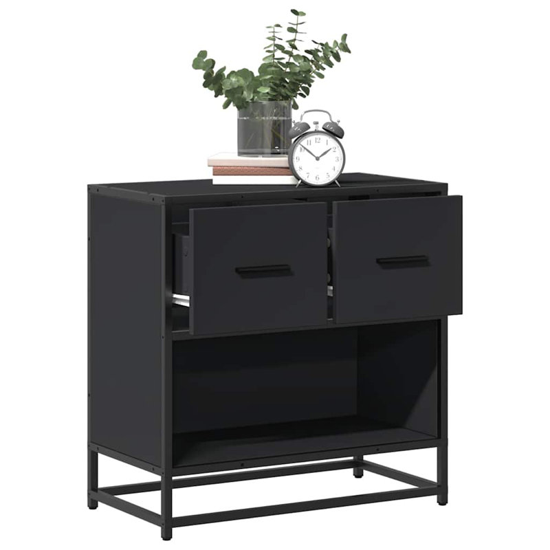 60cm W Metal Bedside Table, Black