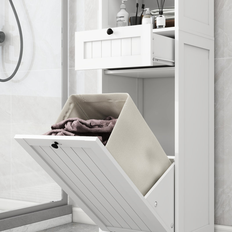 Tilt-Out Laundry Cabinet - White, One Compartment, Drawer, E1 Made, Painted For Enhanced Durability White Sorter With Practical Function , Efficient Organization