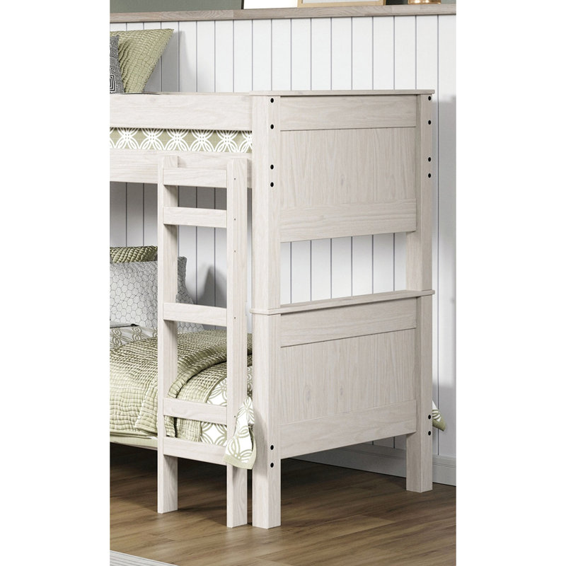 Lit superposé simple rustique fabriqué en bois massif avec éclat blanc qui peut être divisé en deux lits séparés