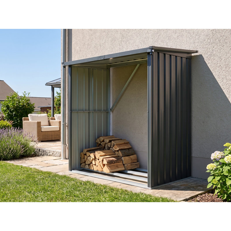 Garden Log Store SCHEGGINO 165 cm 89 cm Metal Graphite Grey