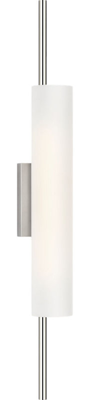 Windchime 25" Tubular Sconce with Soft Etched Glass, Polished Nickel