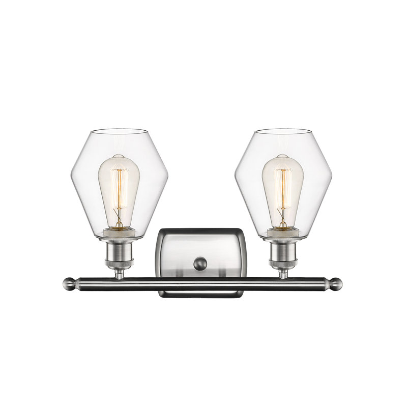 2 - Light Dimmable Vanity Light, Clear, Brushed Satin Nickel