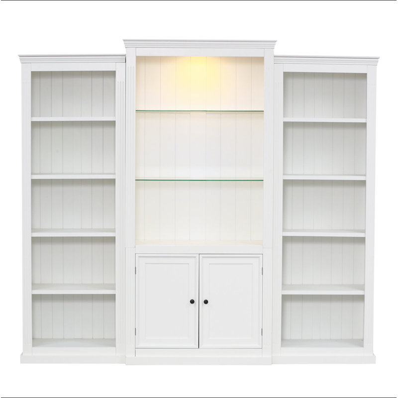 Vitrine de 78,75 po de hauteur avec bibliothèque 3 pièces avec plafonnier réglable à DEL 5 couleurs, tablettes de style rétro avec tablettes en verre trempé pour le salon, le bureau, le studio ou l'espace de travail