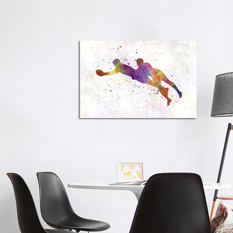 Rugby Men Players In Watercolour III by Paul Rommer - Wrapped Canvas Painting, 101.6 cm H x 66.04 cm W