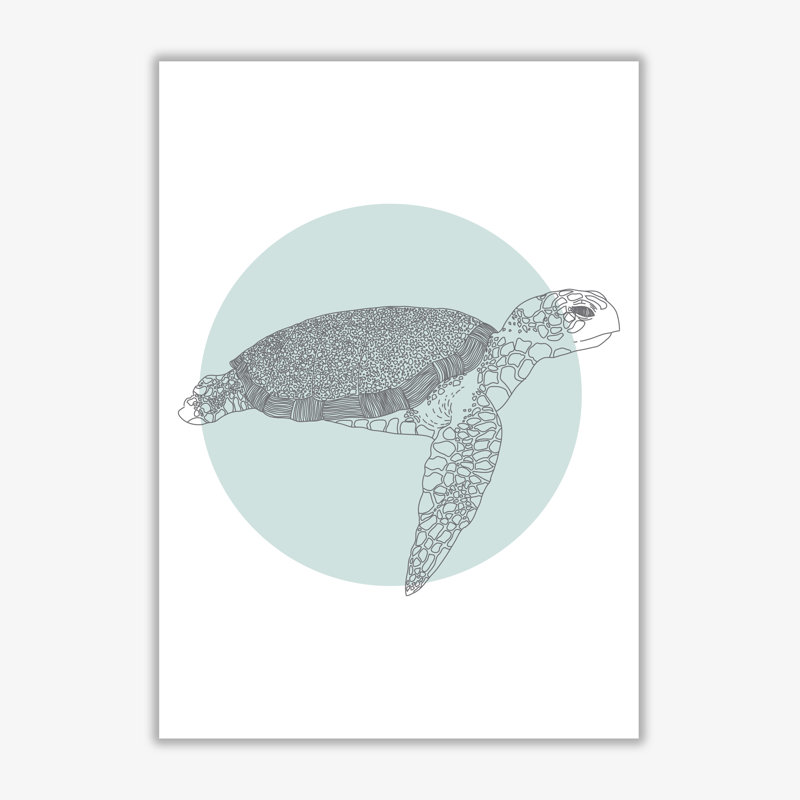 Marine Animals Turtle - Print, 30 cm H x 21 cm W x 1 cm D, No Frame