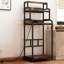 Mini armoire brune avec rangement, multi-usage dans divers espaces, rangement solide à 4 niveaux pour le bureau et la cuisine, trous réglables solides