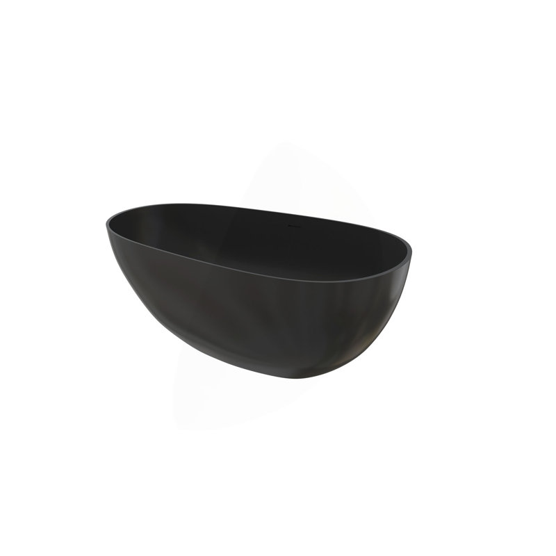 59" Premium Solid Surface Deep Soaking Bathtub, Matte Black