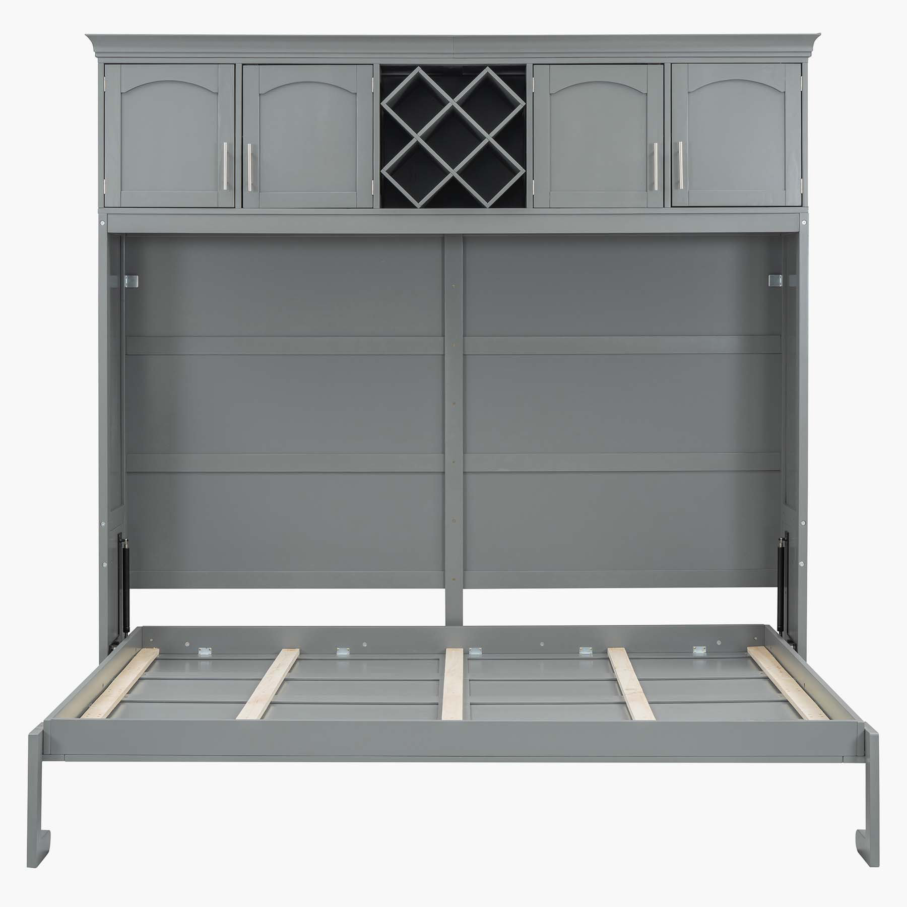 Queen Size Rack Red Barrel Studio® Versatile Queen Size Murphy Bed with Cabinets and ...