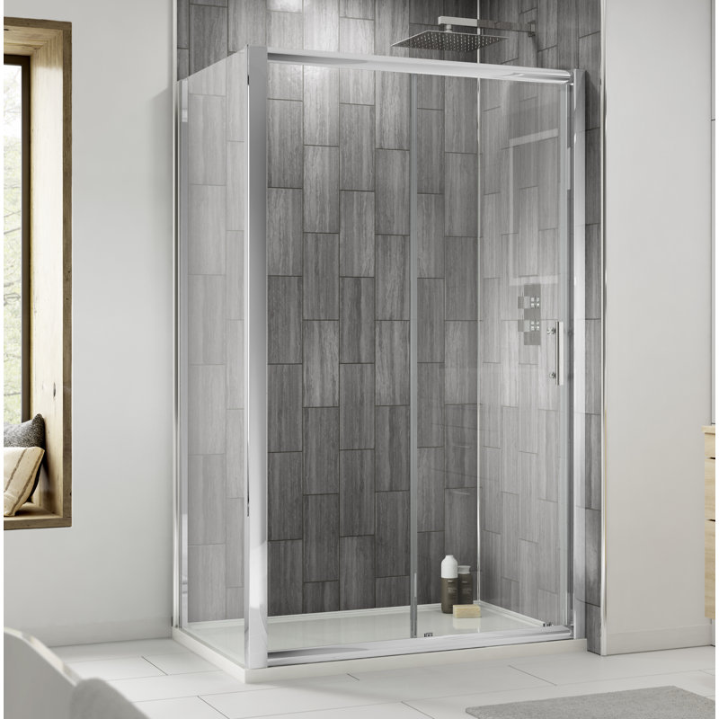 Pacific Side Panels Semi-Frameless Tempered Glass Shower, 69cm W