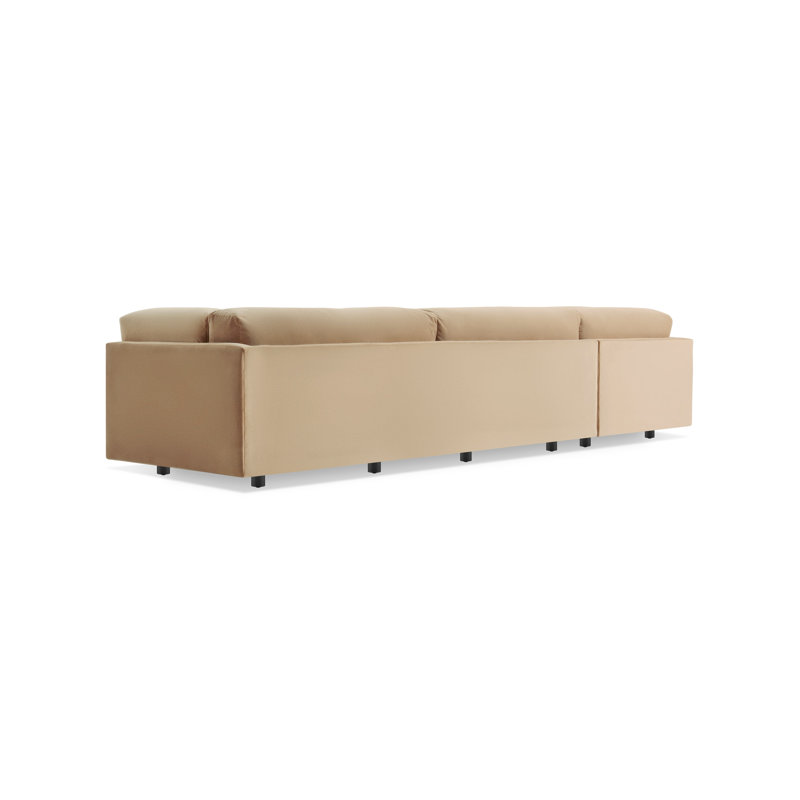 Sunday Sectional, Right Hand Facing, Camel Velvet Polyester Blend