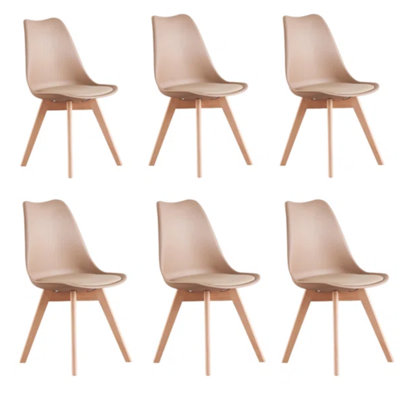 Carys Modern  Scandinavian Minimalist Dining Chairs with Faux Leather Cushions and Solid Wood Legs - Side Chair for Dining Room Kitchen Office