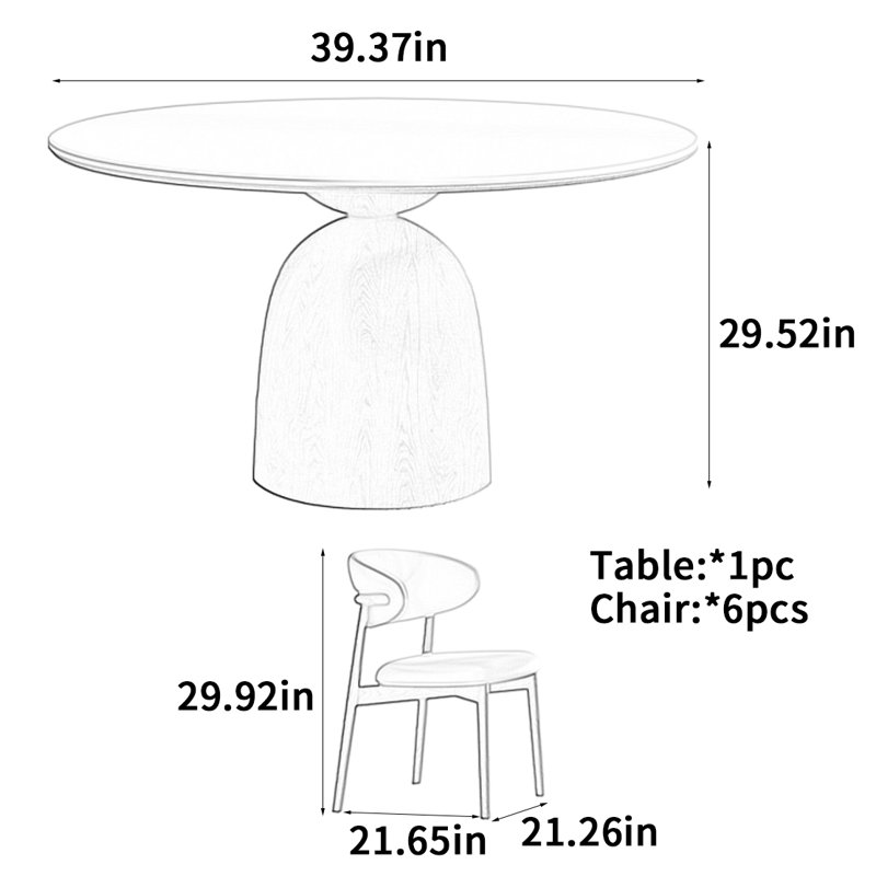 Table de salle à manger Rock, H 29,52 po x L 39,37 po x l 39,37 po