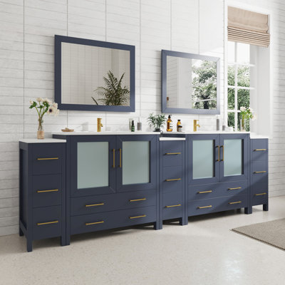  Ensemble de meuble-lavabo double 108 "avec miroir 108"