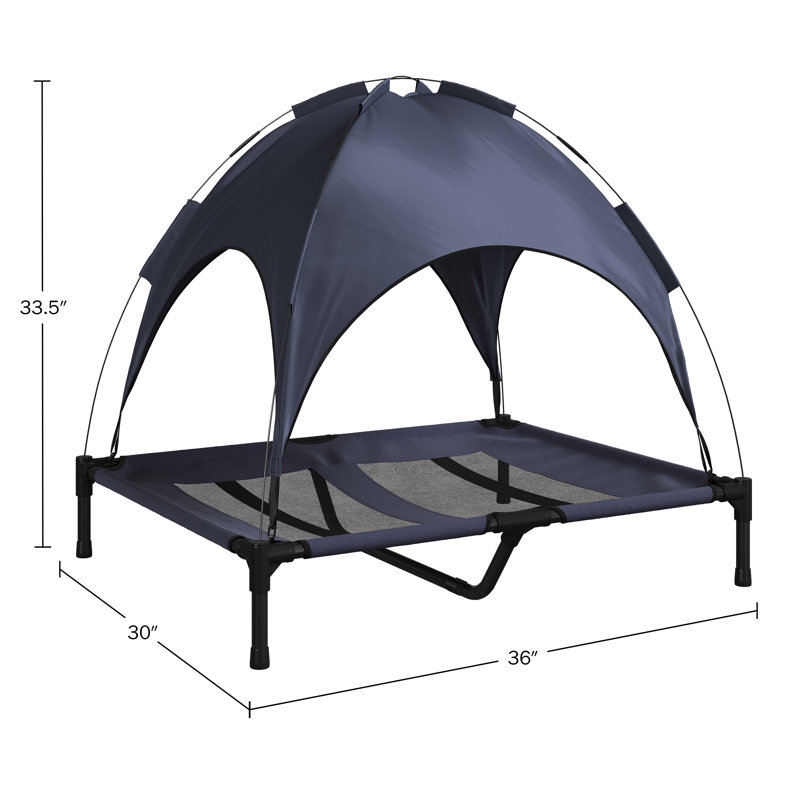 X-Large Navy Elevated Outdoor Dog Bed with Canopy