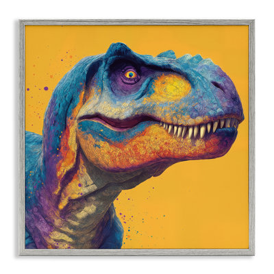 Vibrant T-Rex Portrait Framed Giclee, design by Wumples