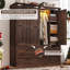 Armoire penderie 73,00 po de hauteur avec capteur de lumière, tiroirs, tringle suspendue et portes de grange coulissantes pliantes-807250003