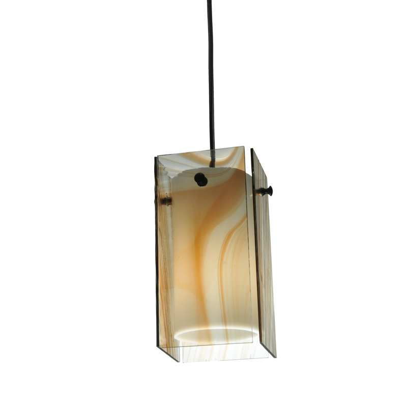 Black and Cognac Swirl Glass Mini Pendant Light