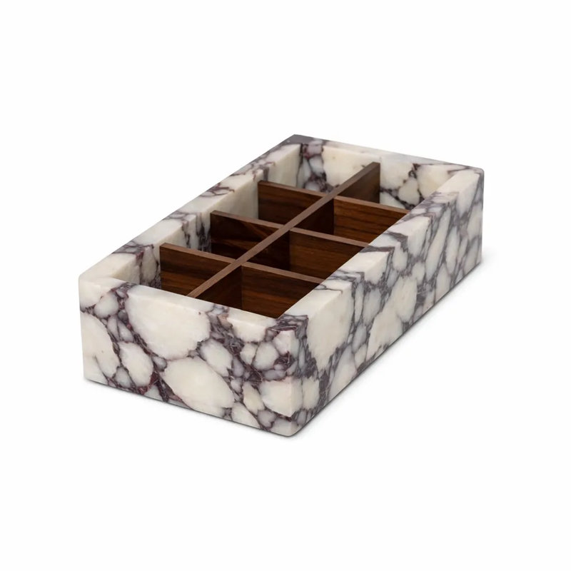Calacatta Natural Marble And Wood Organizer