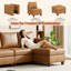  Canapé modulaire modulaire avec repose-pieds avec rangement, canapé modulaire rembourré et confortable pour salon, chambre à coucher, canapé en L 5 places avec 1 repose-pieds, similicuir brun-1467278003