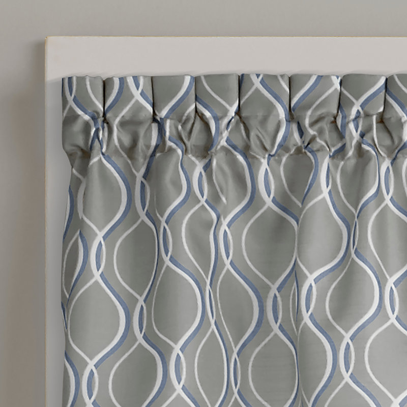Curtainworks Bettie Geometric Tailored 58" Window Valance, Silver