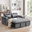 Canapé-lit coulissant multifonctionnel, 3 longueurs, canapé-lit moderne en velours, dossier réglable, avec port USB, cendrier et support pour téléphone pivotant (gris foncé)-1178650926
