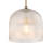1-Light Ribbed Glass Pendant Light with Matte Brass Accents