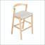 Tabouret en bois d'hévéa - Finition naturelle avec coussin en polyester beige-151399093