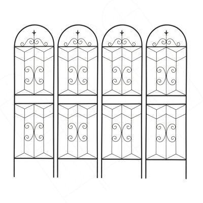 Paquet de 4 treillis de jardin en métal 71 po x 19,7 po antirouille pour plantes grimpantes