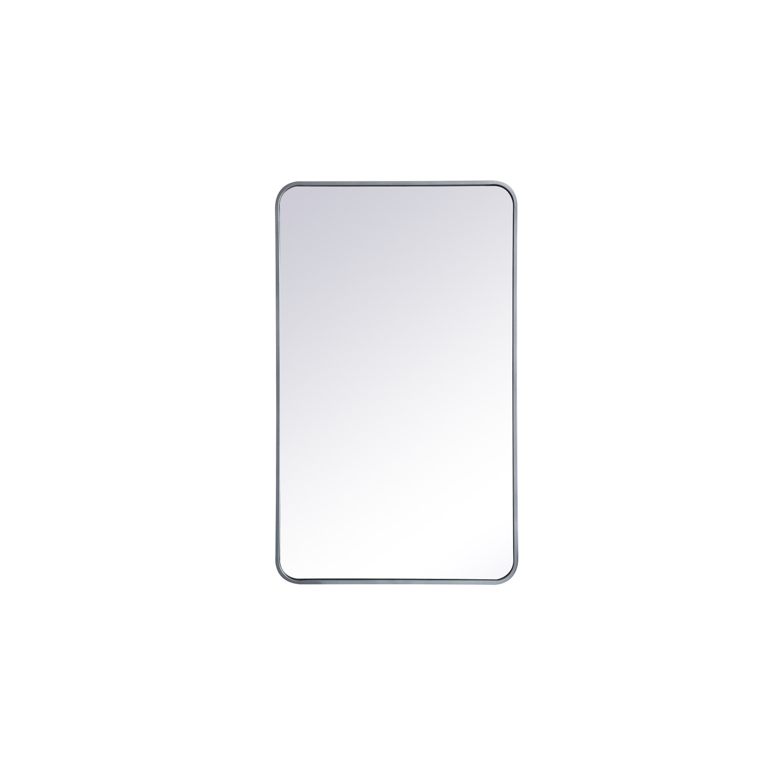 Sabine Metal Rounded Rectangle Wall Mirror, Silver, 40'' H x 24'' W
