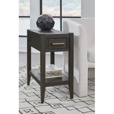 Eyvan Espresso Wood and Oak Veneer Rectangular End Table