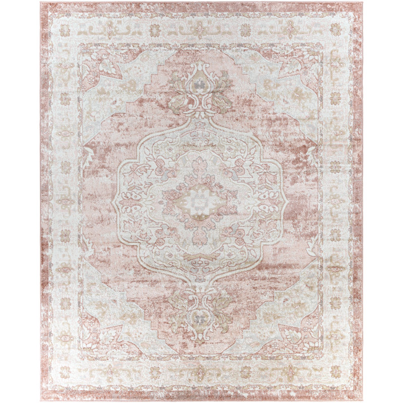 Tapis oriental rose / crème Brick, Rectangle 9 pi x 12 pi