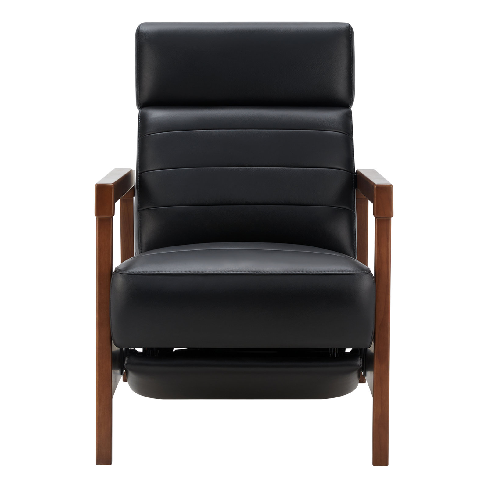 Savina 28" Genuine Leather Power Recliner, Black Genuine Leather/Top Grain Leather, Brown