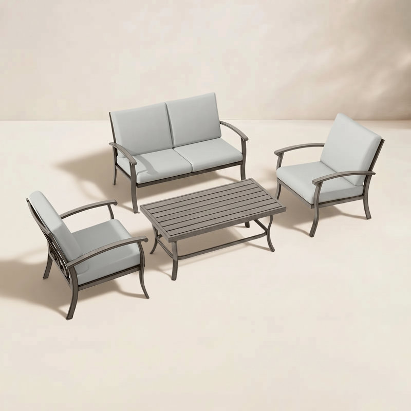 Leigh 4 - Person Patio Conversation Set with Cushions