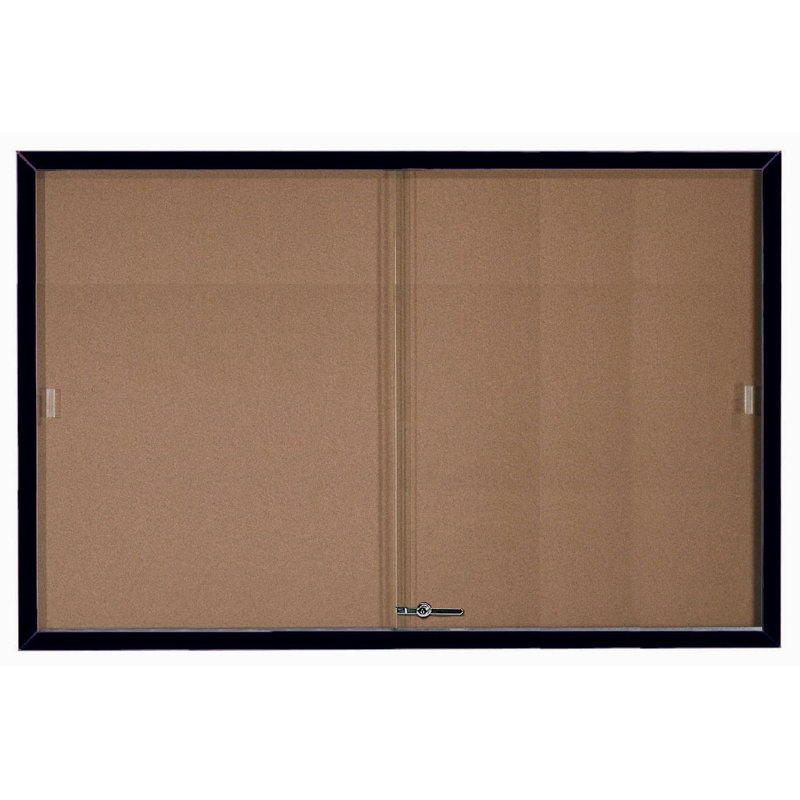 Tableau d'affichage mural fermé, Noir thermolaqué, 48 po x 72 po