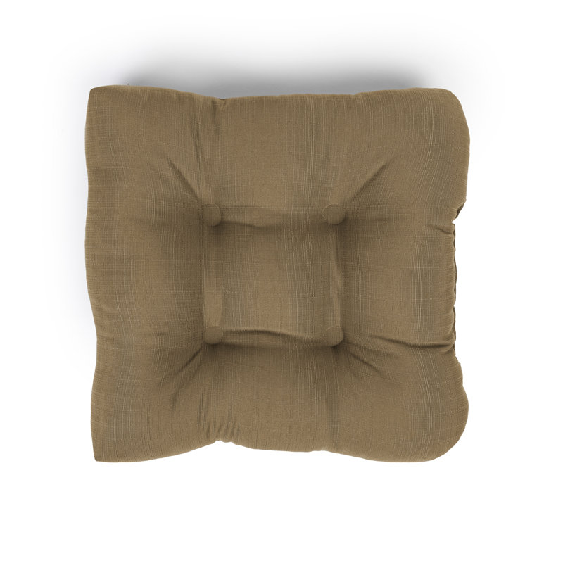 Reversible Seat Cushion With Hand Made Ring Stitch, Filled With White Virgin Polyester Fiber., Khaki