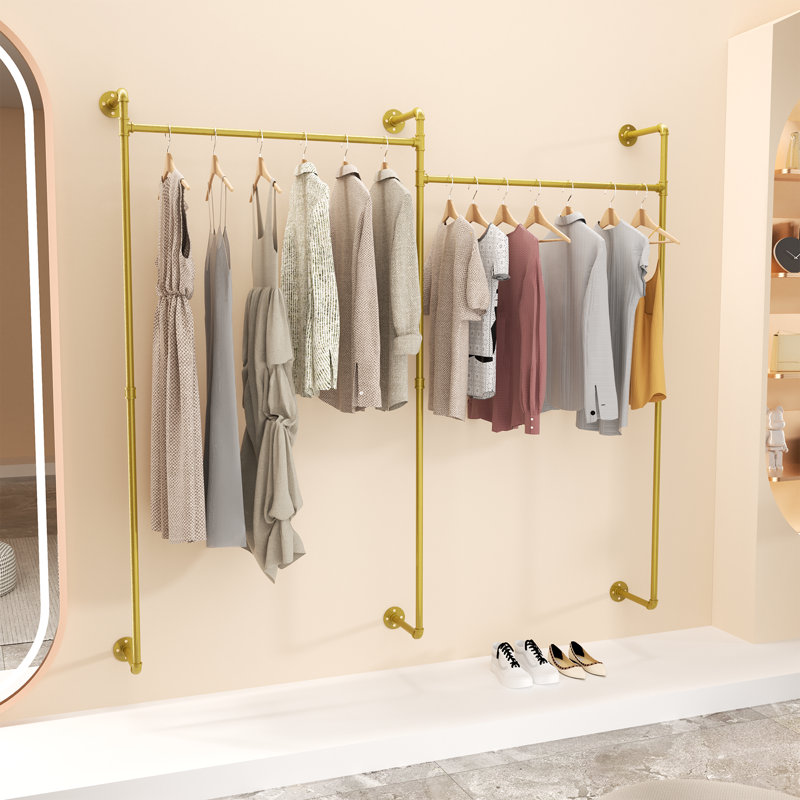 Joshoua 80.7'' Metal Wall Mounted Clothes Rack