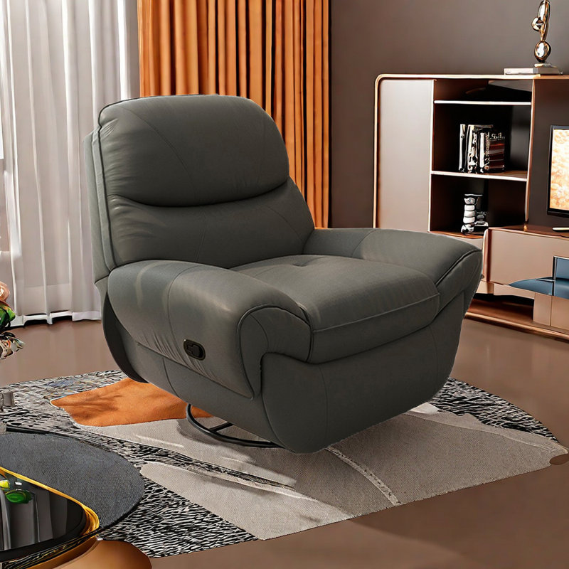 Nerita Faux Leather Recliner, Gray Faux Leather