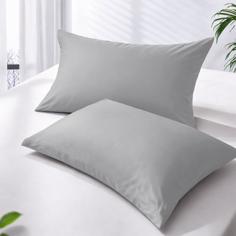 Microfiber Solid Colour Duvet Cover Set, Silver, Double Duvet Cover + 2 Pillowcases