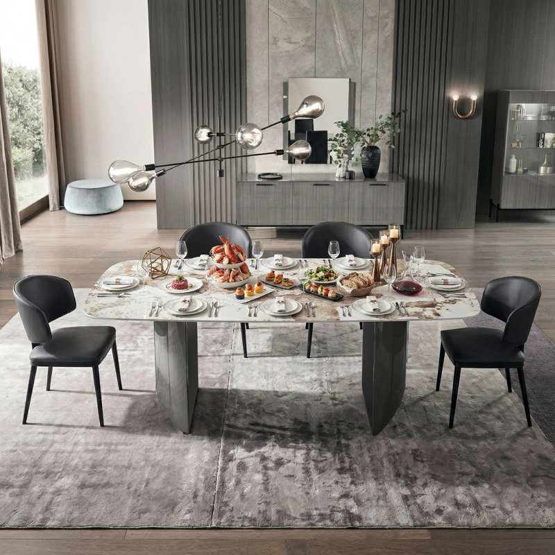 Table de salle à manger Hugette, H 29,53 po x L 70,87 po x l 35,43 po, Gris