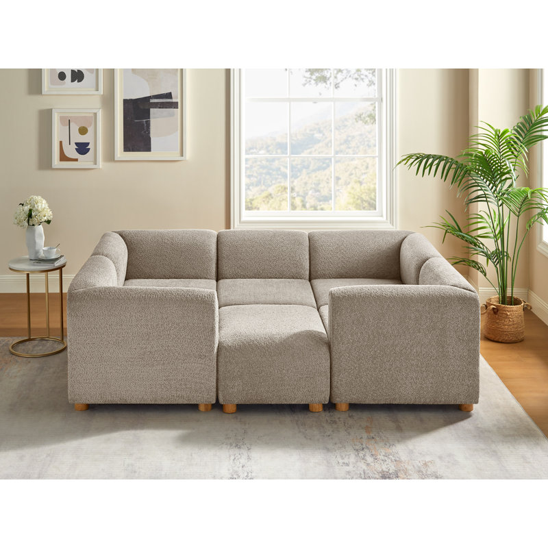 Canapé modulaire rembourré 6 pièces 6 pièces, Polyester brun clair