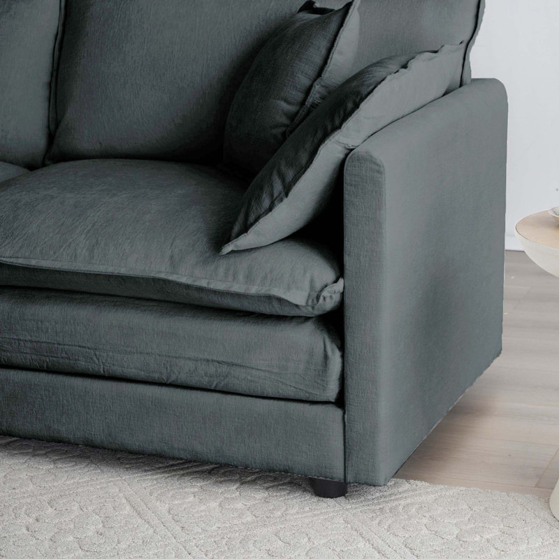 Grey Chenille Sofa With Armless Design