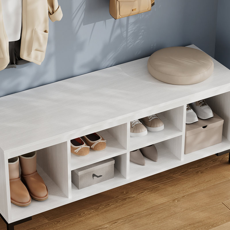 47.2" Hall Tree with Bench and Shoe Storage, Entryway Bench With Coat Rack