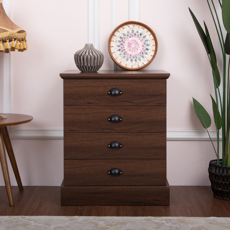 Bantham Walnut 4-Drawer Wood Nightstand, Walnut