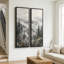 Paysage de forêt de pins de montagne brumeuse – Ensemble de 2 impressions d'art murales encadrées sur toile 60 po x 20 po x 2-134739177-134739176