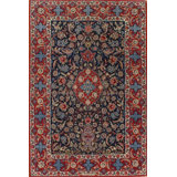 Burdie Hand Woven Cotton and Silk Oriental Area Rug