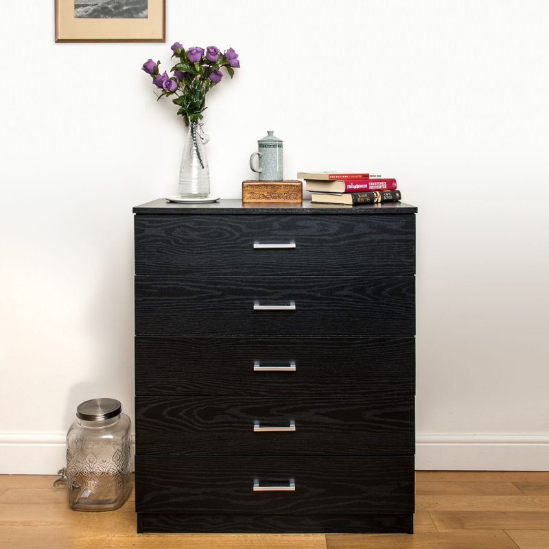 Farid 75 cm W Chest of 5 Drawers, Black